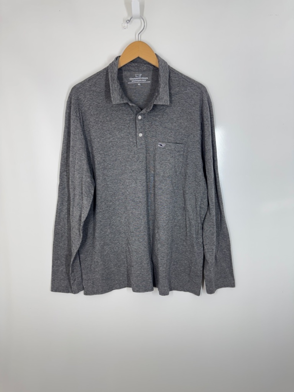 Vineyard Vines Edgartown Polo Shirt Gray Long Sleeve Men’s XL Golf Performance